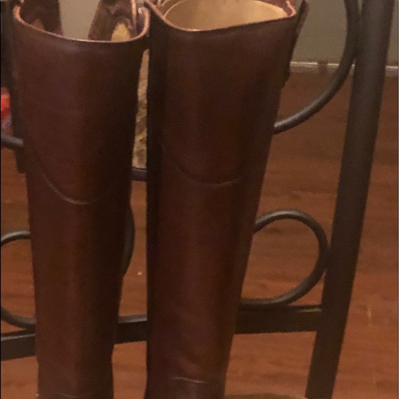 Frye-Melissa tab tall riding boots / color redwood - Picture 2 of 6